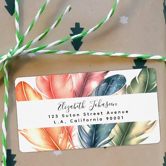 Farbenfrohe Aquarellfarben Federn schwarzer Skript