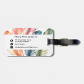 Farbenfrohe Aquarellfarben Federn schwarzer Skript Gepäckanhänger (Rückseite horizontal)