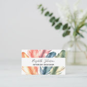 Farbenfrohe Aquarellfarben Federn schwarzer Skript Visitenkarte (Stehend Vorderseite)