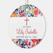 Farbenfrohe Aquarellfarben florale Christening Tau Keramik Ornament (Links)