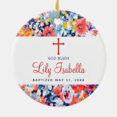 Farbenfrohe Aquarellfarben florale Christening Tau Keramik Ornament (Hinten)