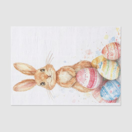 Farbenfrohe Aquarellfarben Ostern Sonne und Eier Seidenpapier (Vorderseite)