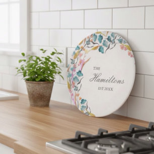 Farbenfrohe Aquarellfarben Wildblume etabliert Schneidebrett