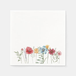 Farbenfrohe Aquarellfarben Wildblumen auf der Wies Serviette