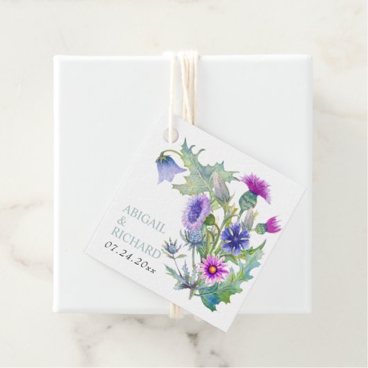Farbenfrohe Aquarellfarben Wildblumen Frühjahrshoc Geschenkanhänger (Beispiel)