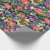 Farbenfrohe Aquarellfarben Wildblumen Wiesen-Blume Geschenkpapier (Ecke)