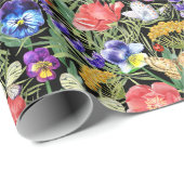 Farbenfrohe Aquarellfarben Wildblumen Wiesen-Blume Geschenkpapier (Rolleneckpunkt)