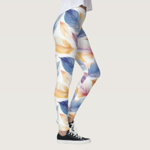Farbenfrohe AquarellFedern Leggings