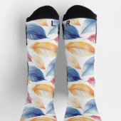 Farbenfrohe AquarellFedern Socken (Oben)