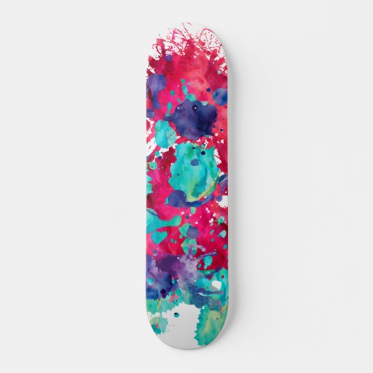 Farbenfrohe Aquarellspritze Skateboard (Vorne)