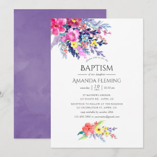 Farbenfrohe Aquarelltaufe oder Weihnachten Einladung