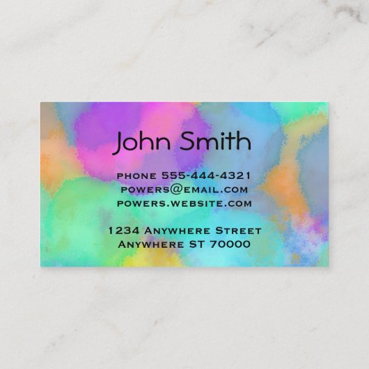 farbenfrohe Aquarelltöne Visitenkarte (Rückseite)