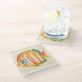 Farbenfrohe Aquarienfische Glasuntersetzer (Schrägansicht)