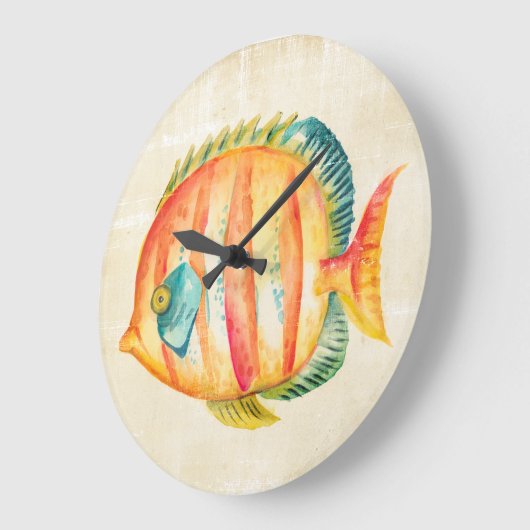 Farbenfrohe Aquarienfische Große Wanduhr (Winkel)