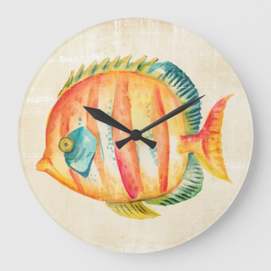 Farbenfrohe Aquarienfische Große Wanduhr (Vorderseite)