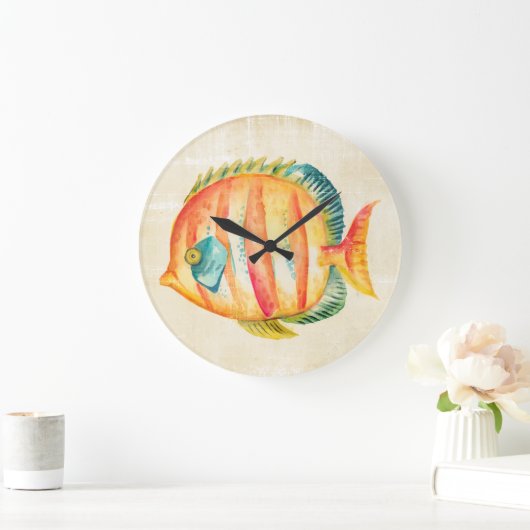 Farbenfrohe Aquarienfische Große Wanduhr (Zuhause)