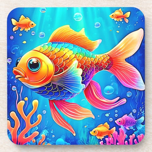Farbenfrohe Aquarium Getränkeuntersetzer (Vorderseite)