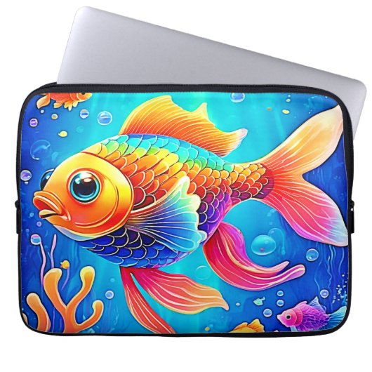 Farbenfrohe Aquarium Laptopschutzhülle (Vorderseite)