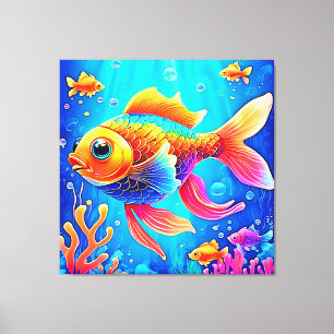 Farbenfrohe Aquarium Leinwanddruck