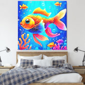 Farbenfrohe Aquarium Leinwanddruck (Insitu (Schlafzimmer))