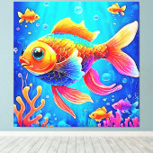 Farbenfrohe Aquarium Leinwanddruck (Insitu (Holzboden))