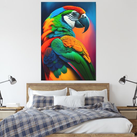 Farbenfrohe Ara Papagei Vogel MalCanvas Print Leinwanddruck (Insitu (Schlafzimmer))