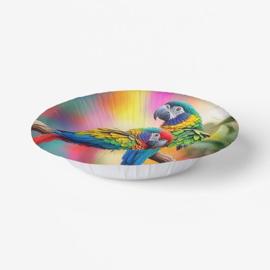 Farbenfrohe Ara Parrots auf einem Zweig-45739 Pappteller (Gewinkelt)