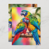 Farbenfrohe Ara Parrots auf einem Zweig-45739 Postkarte (Vorne/Hinten)