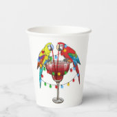 Farbenfrohe Ara Parrots trinken Rot Pappbecher (Rückseite)