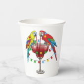 Farbenfrohe Ara Parrots trinken Rot Pappbecher (Vorderseite)
