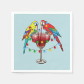 Farbenfrohe Ara Parrots trinken Roten Wein Serviette (Vorderseite)