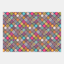 Farbenfrohe arabische Mandala-Laterne-Exotik Geschenkpapier Set