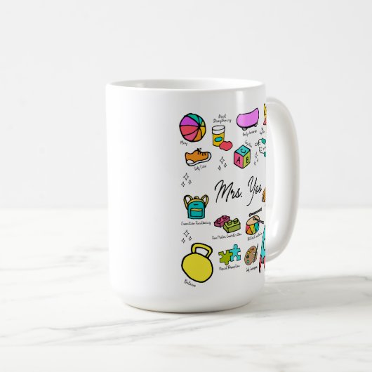 Farbenfrohe Arbeitstherapie Kaffeetasse (VorderseiteRechts)