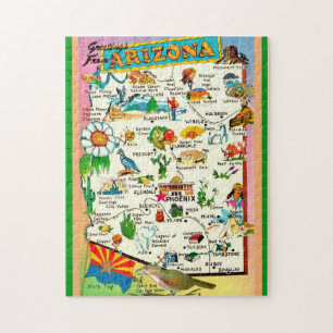 Farbenfrohe Arizona Karte 11x14 Jigsaw Puzzle
