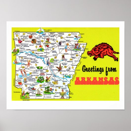 Farbenfrohe Arkansas Postkarte Karte drucken Poster (Vorne)