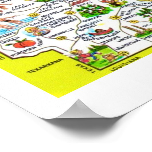 Farbenfrohe Arkansas Postkarte Karte drucken Poster (Ecke)