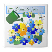 Farbenfrohe Art Deco Blume Design Fliese (Vorderseite)