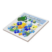 Farbenfrohe Art Deco Blume Design Fliese (Seite)