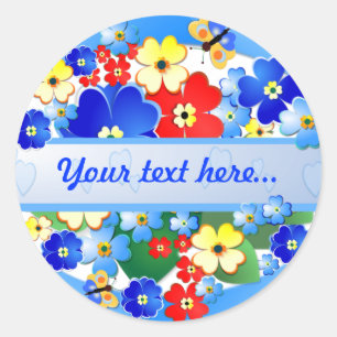 Farbenfrohe Art Deco Blume Design Runder Aufkleber