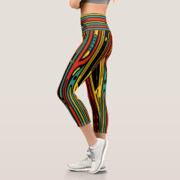 Farbenfrohe Art Deco Capri Leggings
