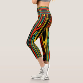 Farbenfrohe Art Deco Capri Leggings