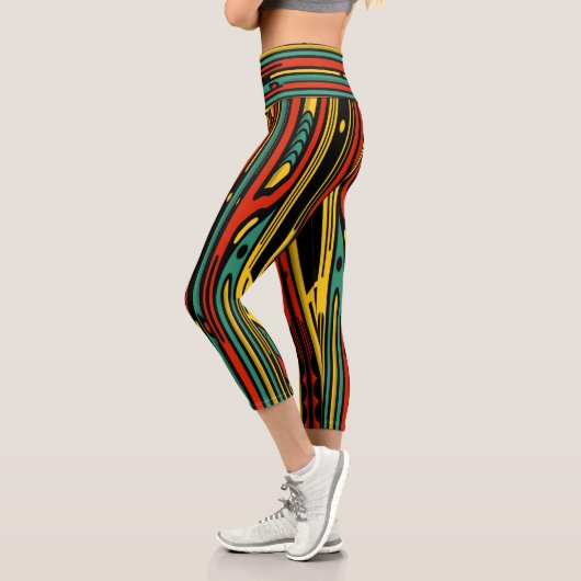 Farbenfrohe Art Deco Capri Leggings (Links)