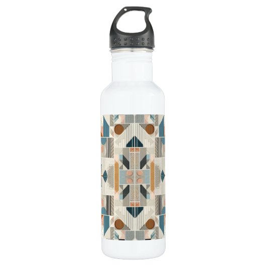 Farbenfrohe Art Deco Design Edelstahlflasche (Vorderseite)