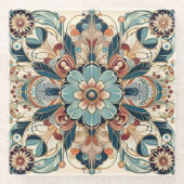 Farbenfrohe Art Deco Design Glasuntersetzer (Vorderseite)