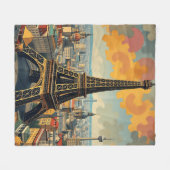 Farbenfrohe Art Deco Eiffelturm Fleecedecke (Vorderseite (Horizontal))