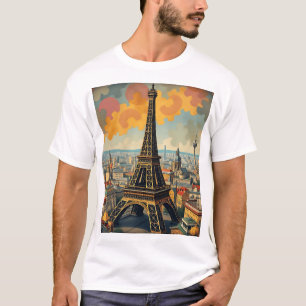 Farbenfrohe Art Deco Eiffelturm T-Shirt