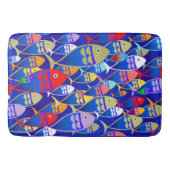 Farbenfrohe Art Deco Fish Design Badematte (Vorderseite)
