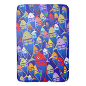 Farbenfrohe Art Deco Fish Design Badematte (Vorderseite Vertikal)
