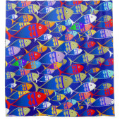 Farbenfrohe Art Deco Fish Design Duschvorhang (Vorderseite)