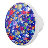 Farbenfrohe Art Deco Fish Design Keramikknauf (Rechts)